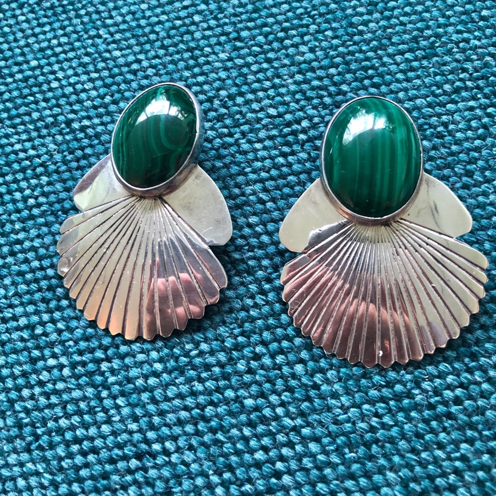 VTG Navajo Silver Malachite Earrings poss Leonard James